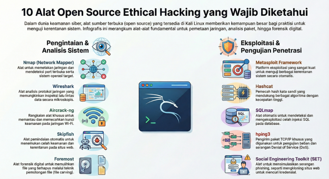 10 Alat Open Source Terbaik untuk Ethical Hacking yang Wajib Kamu Kuasai Sekarang